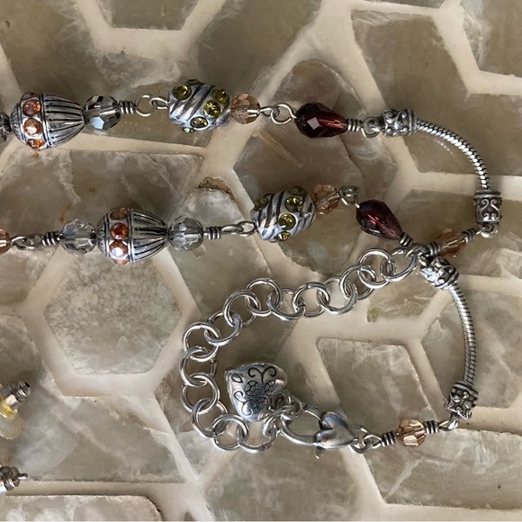 Brighton matching silver plated glass bead necklace and earrings - Picture 4 of 5